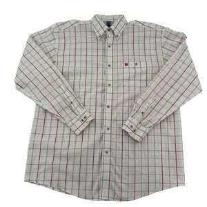 Twenty X Performance Western Men Sz XL Button Down Shirt Rodeo White/Red Plaid